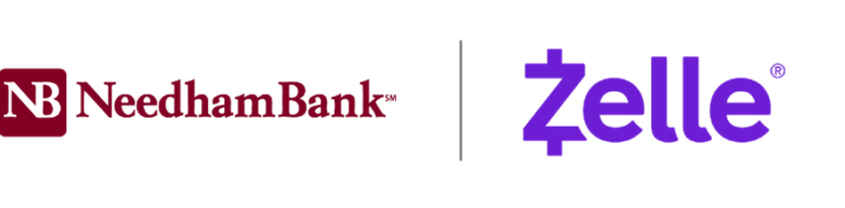 Needham Bank logo and Zelle logo